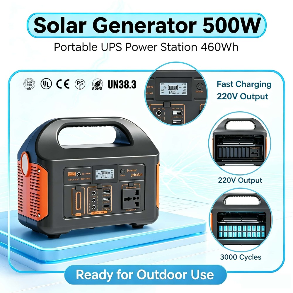 Solar Powered Charger - Generatore portatile da 300W/500W 460Wh con